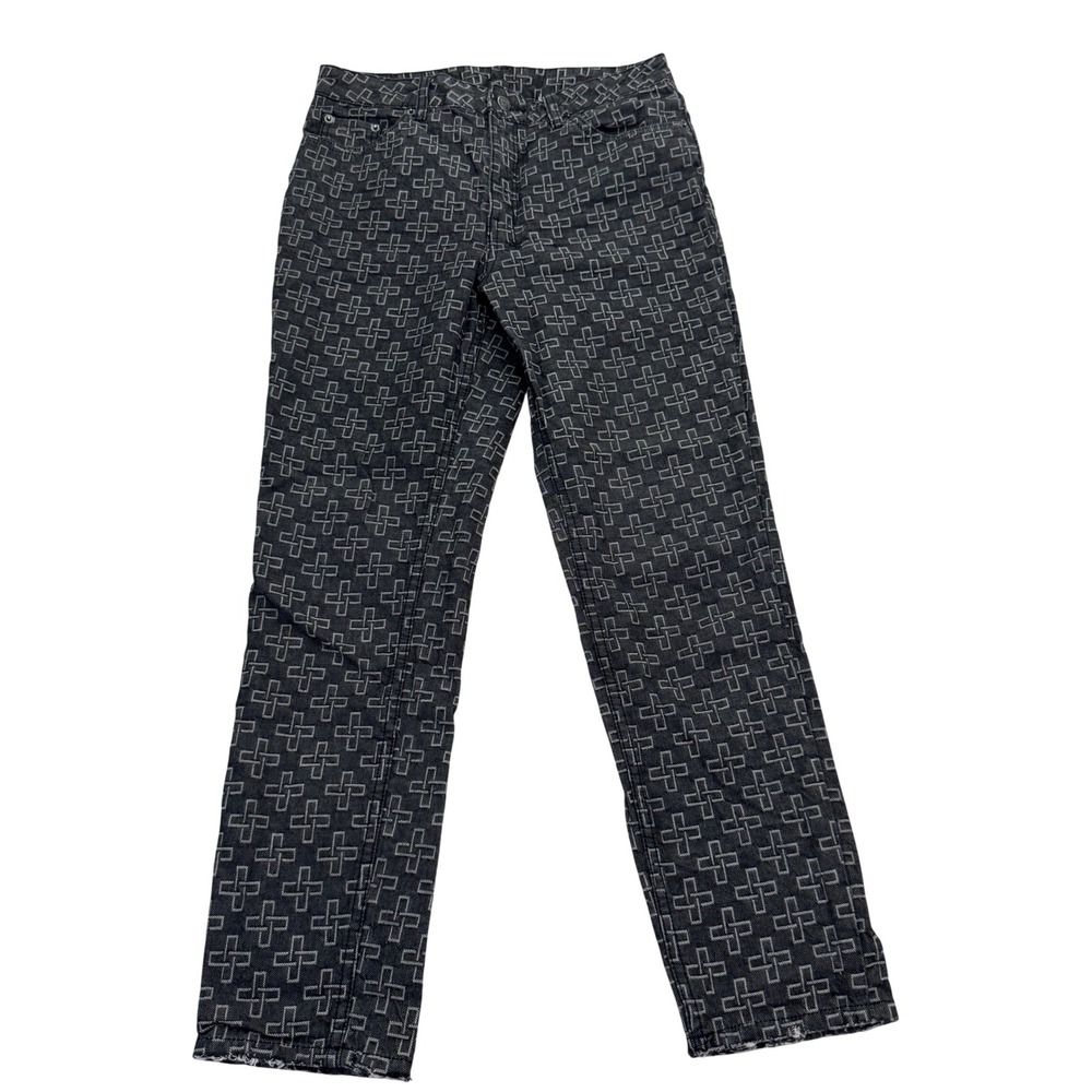 KSUBI Monogram Cross Print Straight Leg Jeans Charcoal Grey Size 29